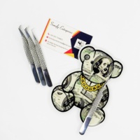 Logo magnétique pratique pour extensions de cils, motif ours en peluche durable, cœur holographique, fleur en acrylique, tuiles pour cils