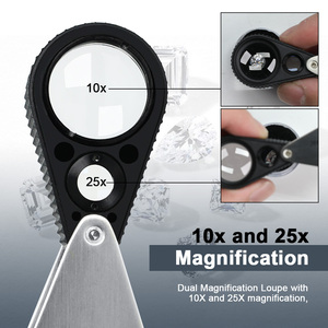 Professional 10X & 25X Dual Magnification Jeweler’s Loupe Stainless Steel Precision Inspection Tool Foldable Design - Product Image 5