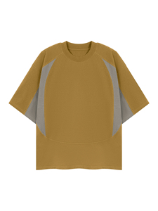 Camiseta de Manga Corta con Cuello Redondo para Hombre, Corte Holgado, Bloques de Color en Contraste, 100% Algodón, Tejido de Punto, Secado Rápido, 240g - Product Image 6