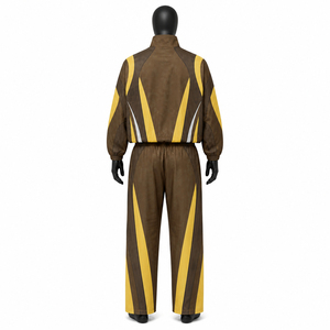 Ensemble de survêtement numérique marron jaune uni pour homme avec sweat à capuche zippé et pantalon à taille élastique, vêtements de sport imperméables et coupe-vent en nylon unisexe - Product Image 2