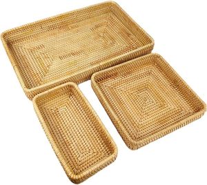 Cheap Price Vietnamese Round Woven Rattan Storage <b>Tray</b> Kitchen & Bathroom Tableware Organizer with <b>Spice</b> and Jewelry Storage - Product Image 4