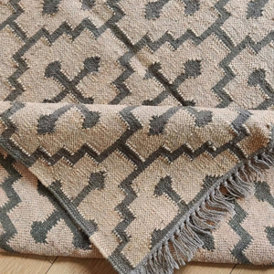 Handmade Wool Kilim <b>Rug</b> Gray Geometric Flat Weave Tribal <b>Boho</b> Style Custom Size HARI ENTERPRISES HE412 Living Room & Bedroom <b>Rug</b> - Product Image 1