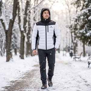 Veste matelassée à capuche pour homme Oneapex personnalisée, couleur noir et blanc, légère, pour l'hiver et les activités de plein air - Product Image 6