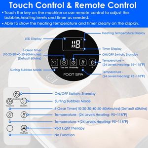 Bain de pieds électrique pliable avec télécommande, 24 niveaux de chauffage et 6 jets à bulles - Product Image 4