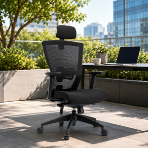 Chaise de bureau ergonomique moderne à hauteur réglable avec support lombaire en tissu pour le bureau et le gaming - Product Image 1