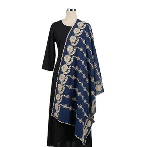 Châles en dentelle de coton Asoebi africains en gros pour femmes, 2,2 m, brodés de fleurs et de strass, doux, légers, respirants, Hijab de Dubaï, OEM - Product Image 1