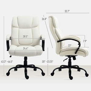Sedia da Ufficio Direzionale Robusta Bianco Crema con Ruote Girevoli (Base in Nylon Certificata BIFMA) - Product Image 3