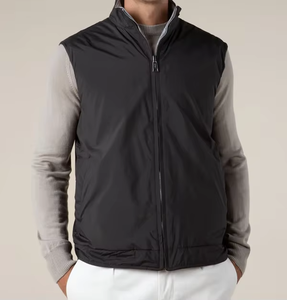 Gilet technique léger réversible en toile, rembourré, coupe-vent, hydrofuge, élégant, de luxe, pour homme, coupe ajustée, OEM, printemps - Product Image 1