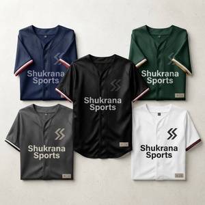 Maillot de baseball pour homme, noir, manches courtes, boutons sur le devant, tissu respirant en polyester, coupe classique, toutes saisons - Product Image 4