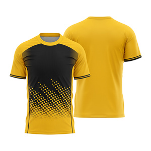 Custom Sublimated <b>Soccer</b> Jersey Men Yellow Black Dot Pattern Crew Neck Short Sleeve Moisture Wicking Regular Fit Lightweight - Product Image 1