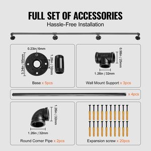 Corrimano per Scale in Tubo d'Acciaio al Carbonio Industriale da 13 Piedi, Capacità di Carico 440 LBS, Dispositivo di Assistenza per Scale Interne - Product Image 3