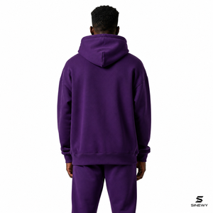 Sudadera con Capucha Morada para Hombre SINEWY, Corte Regular, Color Sólido, Manga Raglán, con Bolsillo - Product Image 2