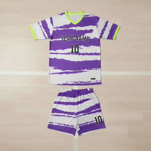 Conjunto de Uniforme de Fútbol Sublimado con Nombre de Equipo Personalizado, Transpirable, de Secado Rápido, Antibacterial, con Protección UV, Manga Corta, Cuello Redondo, Unisex - Product Image 1