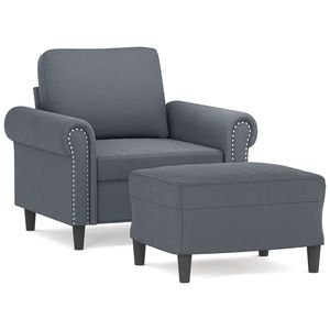 เก้าอี้โซฟาห้องนั่งเล่นสีเทาเข้มพร้อมสตูลวางเท้า - Product Image 2