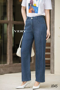 Femmes taille haute Vintage jean mince jambe large personnalisé Denim pantalon respirant pour printemps été hiver vêtements de cérémonie tissé solide - Product Image 6