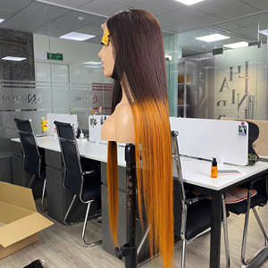 Prix de gros Extensions de cheveux humains vietnamiens vierges bruts 100% Super Double Drawn, Perruque Lace ultra-lisse couleur Ombré Jaune - Product Image 4
