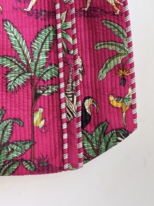 Bolsa de Mano de Algodón con Estampado Tropical Rosa, Estilo Bohemio, Abierta, para Todas las Temporadas, Bolsa de Compras - Product Image 2