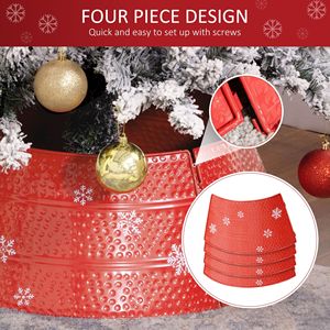 Collare per Albero di Natale Fatto a Mano in Acciaio Rosso da 26 Pollici con Fiocco di Neve Inciso, Anello Decorativo Fai-da-Te per Albero di Natale, Decorazione per la Casa - Product Image 6