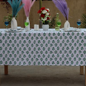 Printed Floral Cotton Linen <b>Tablecloth</b> Outdoor Classic Washable Table Linen for Daily Use Eco-Friendly Customizable Table Linen - Product Image 2