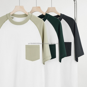 Oversized Drown Shoulder 220gsm Cropped Heavy 100% Cotton Breathable Quick Dry High Street <b>Pocket</b> <b>T</b>-<b>Shirt</b> for <b>Men</b> - Product Image 2