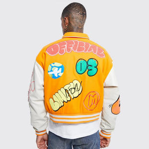 Chaqueta de béisbol de invierno con grafiti de alta calidad personalizada para hombre Logotipo frontal estilo Letterman Varsity High Street totalmente personalizable - Product Image 4