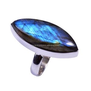 Anillo de Plata de Ley 925 con gema labradorita Natural, joyería fina hecha a mano - Product Image 1