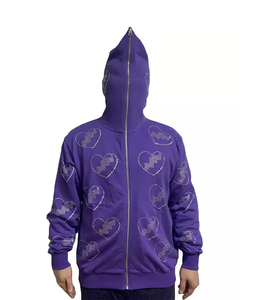 Wholesale Digital Printing New Arrival Full Face Hoodie Heavyweight Print Oversized Plain Full <b>Zip</b> <b>up</b> Thermal Hoodie - Product Image 1