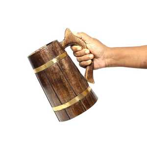 Taza de whisky artesanal de roble blanco con inserto térmico de aluminio, taza de cerveza de madera personalizada, estilo rústico hecho a mano - Product Image 4