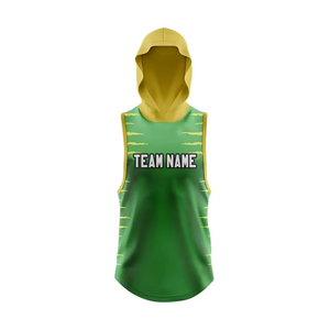 Ensemble de football 7v7 vert et jaune, haut sans manches à capuche, short de performance, équipement d'équipe personnalisé par sublimation, professionnel - Product Image 3