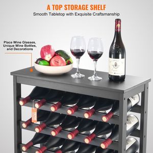 Estante modular de madera de bambú para 42 botellas, estante de exhibición de 7 niveles con mesa para colección de vinos - Product Image 3