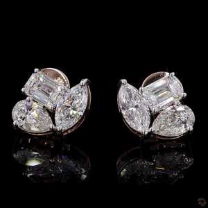 Pendientes Exclusivos de Perlas, Esmeraldas y Tres Diamantes, Cultivados en Laboratorio, Certificados por IGI, Color D E F, Claridad VVS VS, Oro, Oro Rosa, Oro Blanco - Product Image 5