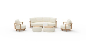 Elegant Teak Wood Garden Sofa Set with Cushioned <b>Seating</b> and Coffee Table, Modern Outdoor Furniture for Villa, Resort, Balcony a - Product Image 2