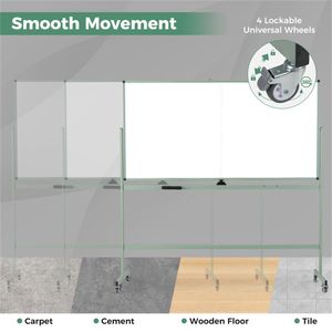 Pizarra Magnética Giratoria de 360 Grados de Doble Cara, 182.88 x 91.44 cm, Pizarra Blanca Móvil con Ruedas y Superficie de Escritura - Product Image 4