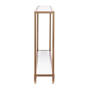 Mesa de Pasillo Contemporánea de Vidrio con Estante Inferior Abierto y Detalles en Dorado, Organizador para Detrás del Sofá - Product Image 5