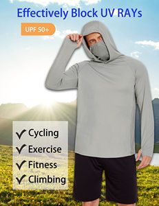เสื้อผ้าตกปลาสำหรับผู้ชาย เสื้อฮู้ดตกปลาแบบมีหน้ากากกันแดด UPF 50+ โพลีเอสเตอร์ 100% น้ำหนักเบา ป้องกันแสงแดด - Product Image 5