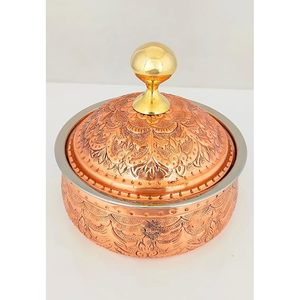 Casserole vintage en cuivre avec fond en acier inoxydable pour cuisinière à gaz et à induction, lavage à la main uniquement, design durable - Product Image 4