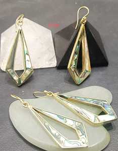 Geometric Gold Plated Drop Earrings With <b>Shell</b> Inlay Bohemian Style Women's Jewelry G720 - Product Image 1
