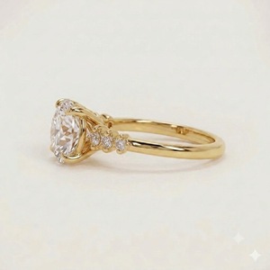 Bague de fiançailles et de mariage demi-éternité en or massif 18 carats avec diamant de laboratoire taille ronde 2,10 carats couleur E pureté VVS2 certifié IGI - Product Image 3