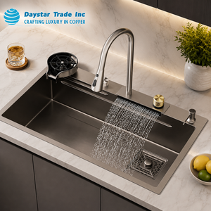 Daystar Trade Modern Double Bowl <b>Deck</b> Mounted Eco-Friendly Handmade 304 Stainless Steel Nano Black Rectangular Kitchen Sink - Product Image 2