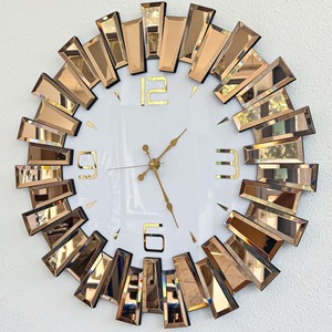 Elegant Rose Gold Finished Wall <b>Clock</b> With Decorative Glass Segments Perfect For Living Space And Lobby Styling From India - Product Image 5