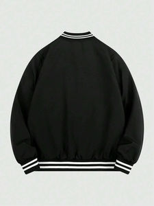 Chaqueta universitaria de béisbol ligera de moda para hombre, ropa casual de invierno, logotipo personalizado, color negro. - Product Image 3