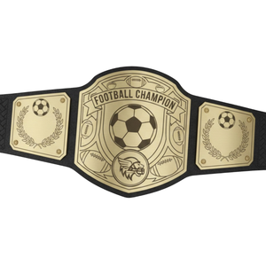 Football Champion Title Belt with Gold Emblem, Soccer & Football Designs Premium Quality Customizable Leather Belt - Product Image 3