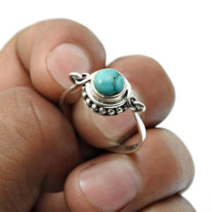 Natural Green <b>Turquoise</b> Gemstone <b>Ring</b> Crafted From Solid 925 Sterling Silver Handmade Wedding & Party Jewelry In Bohemian Style - Product Image 2