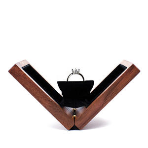 Rotating <b>Ring</b> <b>Box</b> Black Walnut Wood Wedding <b>Proposal</b> Jewelry & Necklace Storage <b>Box</b> Engraved Portable Jewelry Bag - Product Image 3