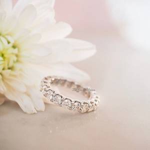 3.00 MM Round Cut White Moissanite Full <b>Eternity</b> Wedding Band White <b>Sterling</b> <b>silver</b> Full <b>Eternity</b> Band Shared Prong Wedding <b>Ring</b> - Product Image 2