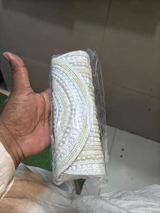 <b>White</b> Beaded Pearl Sequin Envelope <b>Clutch</b> <b>Bag</b> Ladies Embroidered Handbag Pure Cotton Fabric Decorative Evening Purse Gifts Case - Product Image 2