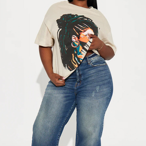 T-shirts pour femmes super vendus, 100% coton jersey molletonné, col rond, coupe classique, manches courtes, impression numérique écologique - Product Image 3