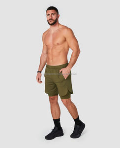 Short de fitness et d'entraînement sportif avec logo personnalisé imprimé pantalon de jogging en polyester à séchage rapide avec décoration à motif de compression - Product Image 3