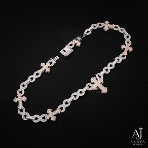 Collar Gargantilla de Cadena Cruzada de Dos Tonos Chapado en Oro de 14K con Colgante de Eslabón Ovalado y Moissanita para Mujer - Product Image 6