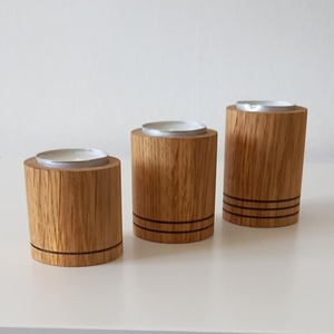 Juego de Portavelas Redondos de Madera con Acabado Natural, Decoración para el Hogar, Soporte para Velas de Té - Product Image 1